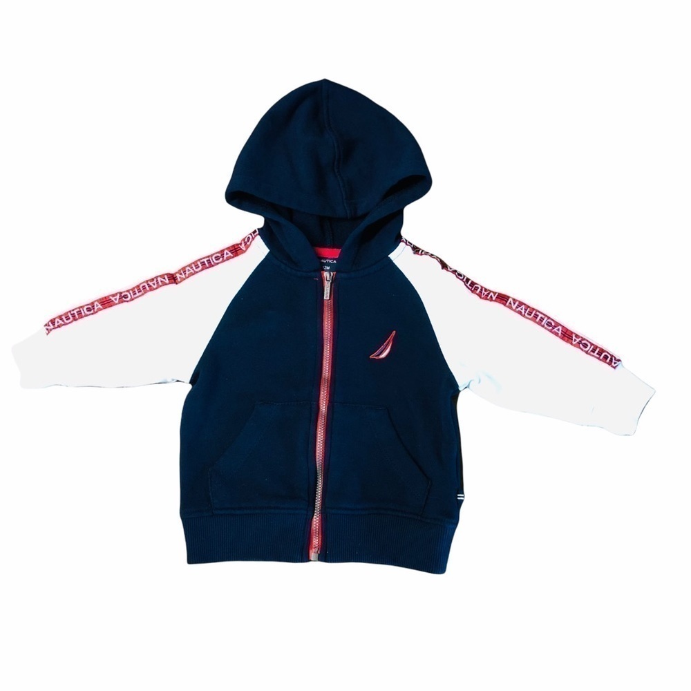 NAUTICA - BOYS 12 MOS NAVY/WHITE ZIPPERED JACKET